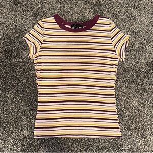 Forever 21 Multicolor Striped Short Sleeve Top
